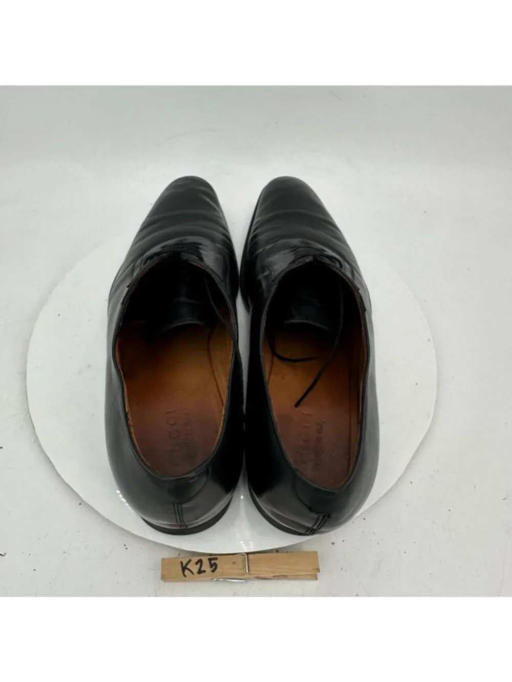 Gucci Men Size UK 11 US 11.5 Black Leather Pointed Plain Toe oxford Dress Shoes